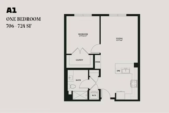 Alba One Bedroom A1 461 floor plan